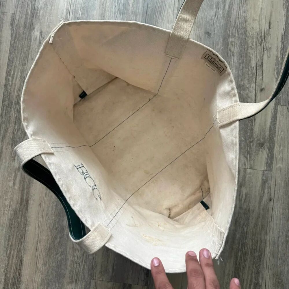 Vintage L.L. Bean Boat And Tote Green Canvas Tote Bag - Picture 4 of 6
